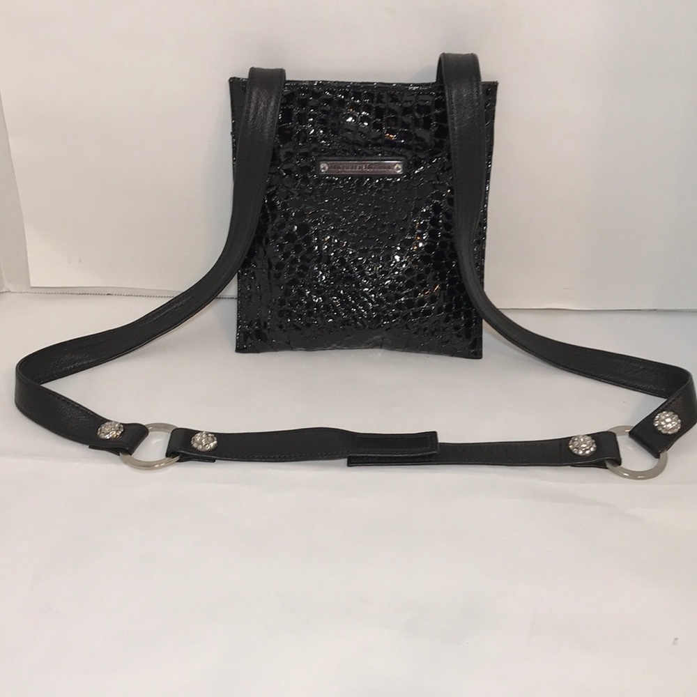 Michelle Monroe Brand Black Croc Leather Crossbody Purse